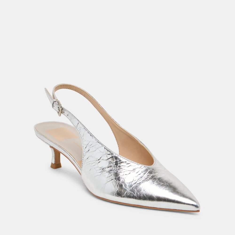 NIB Dolce Vita Alenna Heels - Silver Distressed Leather